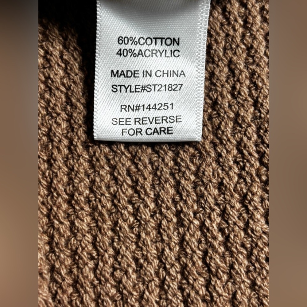 Sincerely Jules Waffle Knit Henley Sweater Beige Cozy Size M NWT - Picture 8 of 9
